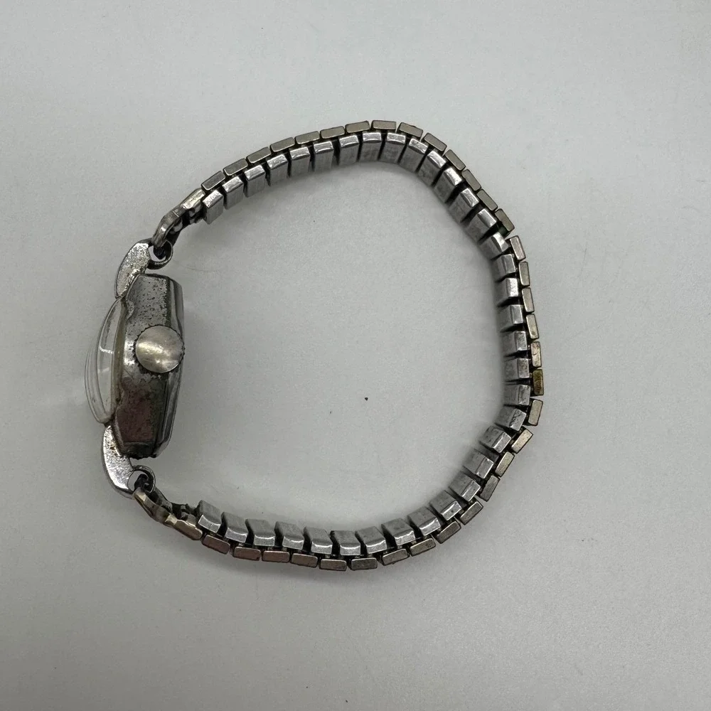 Vintage Andre Dior 17 Jewels Manual Wind Watch Silver Tone For Parts Repair